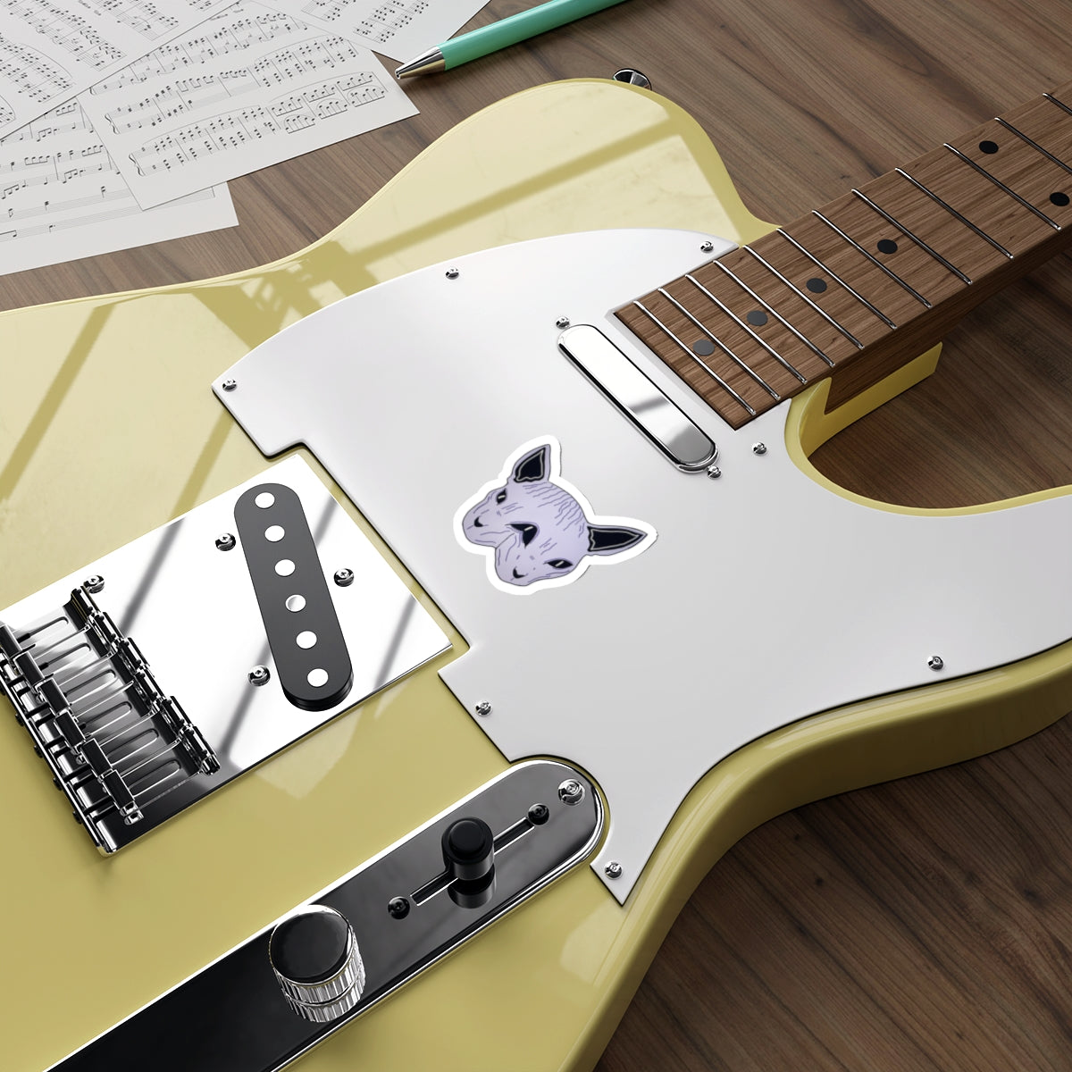 Sphynx Cat Die-Cut Sticker — Purple Two-Faced Kitty Laptop Decal
