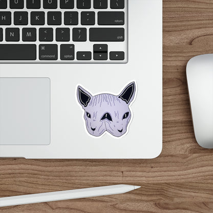 Sphynx Cat Die-Cut Sticker — Purple Two-Faced Kitty Laptop Decal