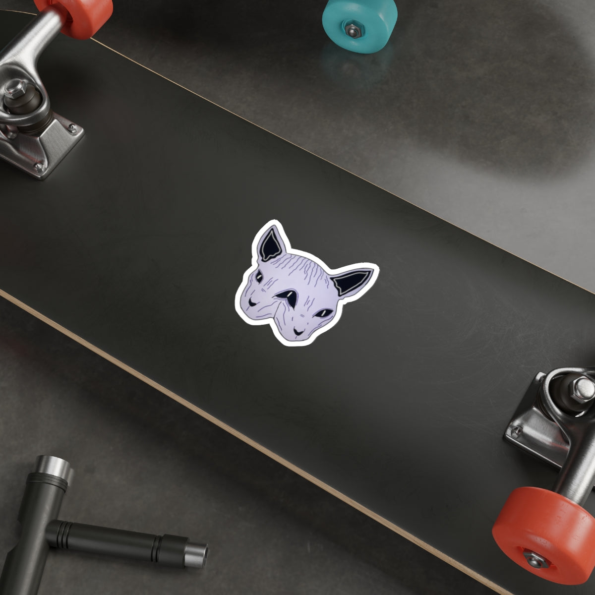 Sphynx Cat Die-Cut Sticker — Purple Two-Faced Kitty Laptop Decal
