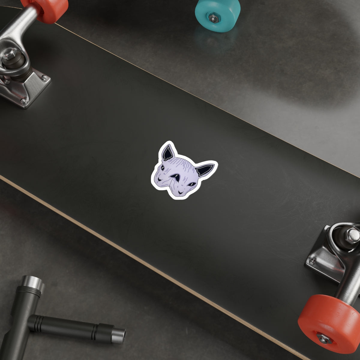 Sphynx Cat Die-Cut Sticker — Purple Two-Faced Kitty Laptop Decal