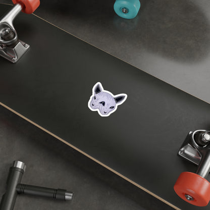Sphynx Cat Die-Cut Sticker — Purple Two-Faced Kitty Laptop Decal