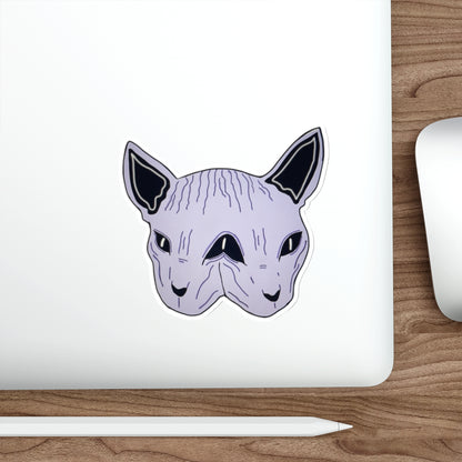 Sphynx Cat Die-Cut Sticker — Purple Two-Faced Kitty Laptop Decal
