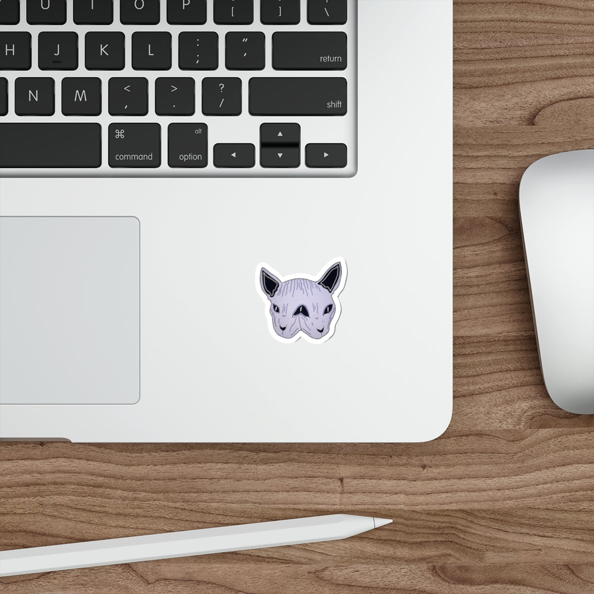 Sphynx Cat Die-Cut Sticker — Purple Two-Faced Kitty Laptop Decal