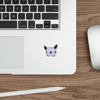 Sphynx Cat Die-Cut Sticker — Purple Two-Faced Kitty Laptop Decal