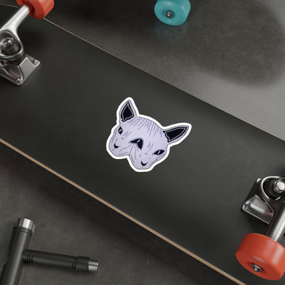 Sphynx Cat Die-Cut Sticker — Purple Two-Faced Kitty Laptop Decal