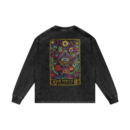 Tarot Acid Wash Oversize Long Sleeve T-Shirt