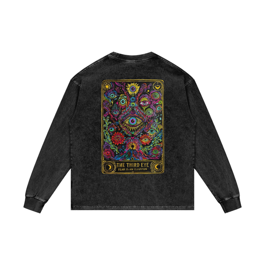 Tarot Acid Wash Oversize Long Sleeve T-Shirt
