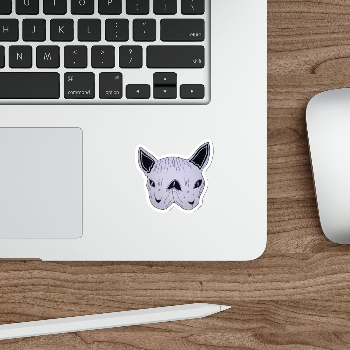 Sphynx Cat Die-Cut Sticker — Purple Two-Faced Kitty Laptop Decal