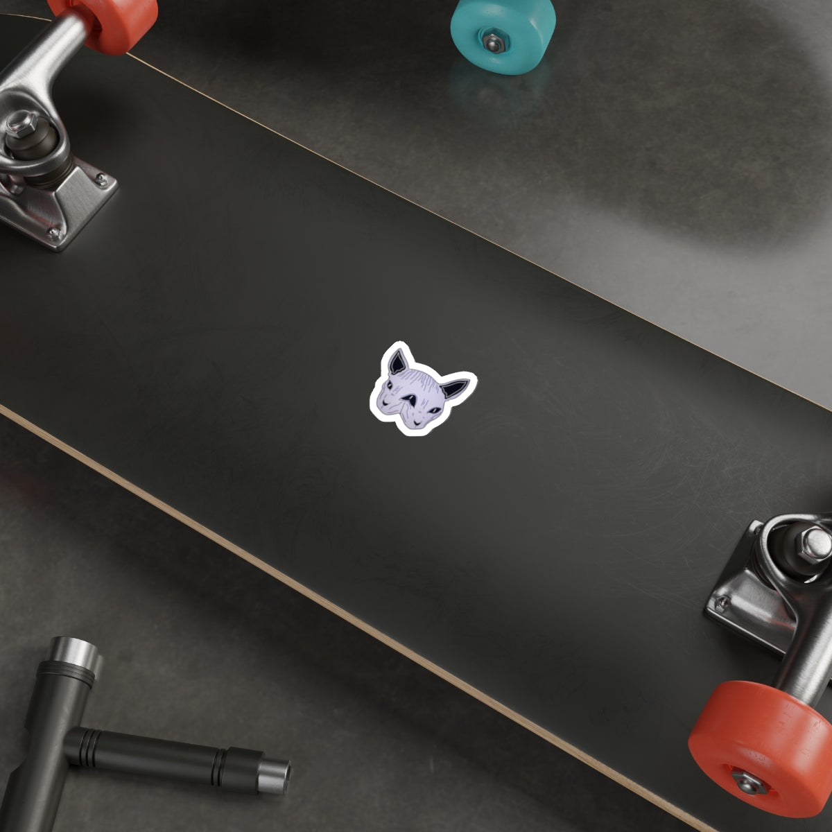 Sphynx Cat Die-Cut Sticker — Purple Two-Faced Kitty Laptop Decal