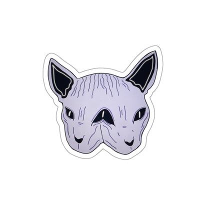 Sphynx Cat Die-Cut Sticker — Purple Two-Faced Kitty Laptop Decal
