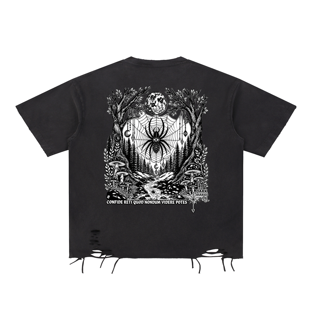 Spider Snow Washed Raw-Hem T-Shirt