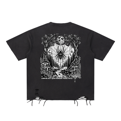 Spider Snow Washed Raw-Hem T-Shirt