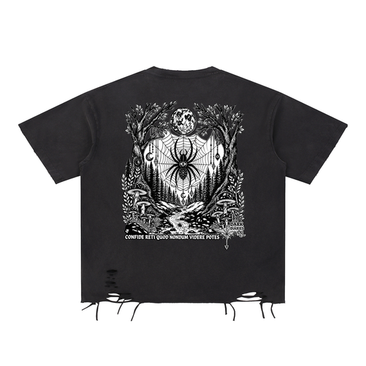 Spider Snow Washed Raw-Hem T-Shirt