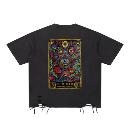 Tarot Snow Washed Raw-Hem T-Shirt