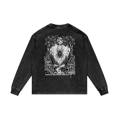 Spider Acid Wash Oversize Long Sleeve T-Shirt