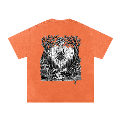 Spider Snow Washed Oversized Cotton T-Shirt
